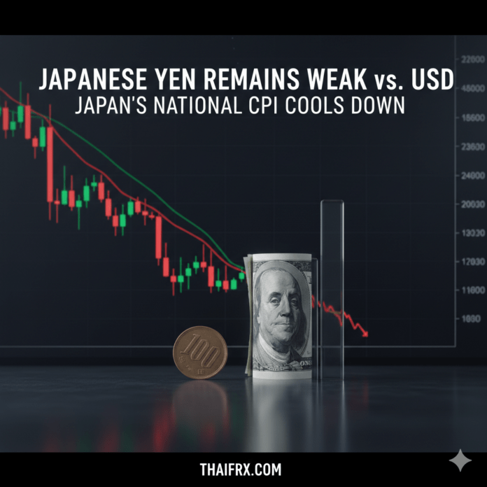 ค่าเงินเยน (JPY) เคลื่อนไหวในทิศทางที่อ่อนค่าอย่างต่อเนื่อง ตัวเลขเงินเฟ้อระดับประเทศ (National CPI) ประจำเดือนมกราคมที่ชะลอตัวลงอย่างชัดเจน