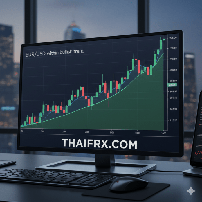 EUR/USD กราฟในภาพรวมยังมีทิศทางที่เป็น ขาขึ้น (Bullish Trend) แต่ในระยะสั้นกำลังเผชิญกับสภาวะ 