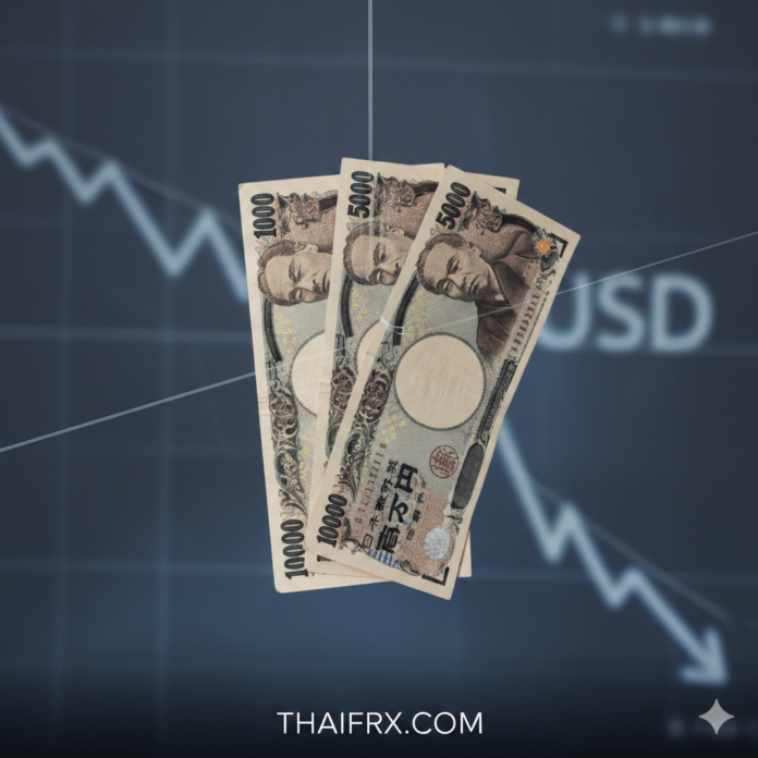 ค่าเงินเยน (JPY) อ่อนค่าลงมาเคลื่อนไหวใกล้ระดับต่ำสุดในรอบ 1 สัปดาห์ USD/JPY อยู่ที่ประมาณ 155.10 - 155.20