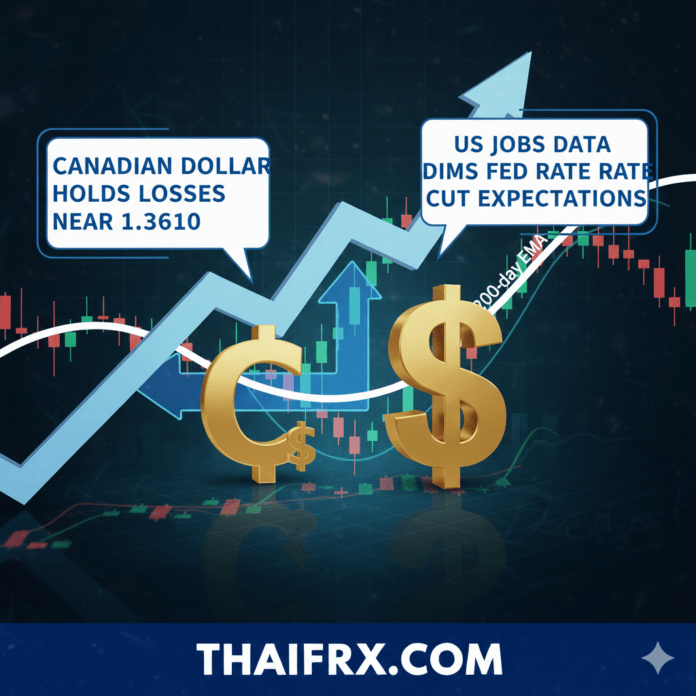 ดอลลาร์แคนาดาทรงตัวอ่อนค่าใกล้ระดับ 1.3610 เนื่องจากข้อมูลการจ้างงานของสหรัฐฯ ลดความคาดหวังเกี่ยวกับการลดอัตราดอกเบี้ยของธนาคารกลางสหรัฐฯ (เฟด)