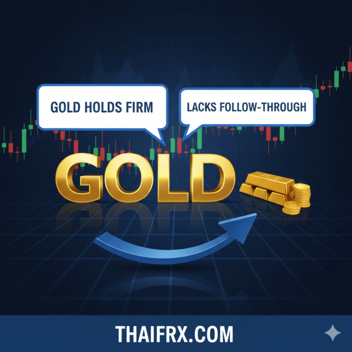 ราคาทองคำทรงตัวแต่ขาดแรงหนุนต่อเนื่องก่อนการประกาศข้อมูลเศรษฐกิจสำคัญของสหรัฐฯ