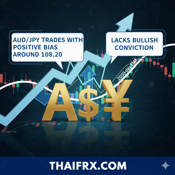 AUD/JPY ซื้อขายในทิศทางบวกที่ระดับประมาณ 108.20 แต่ยังขาดความมั่นใจในทิศทางขาขึ้น