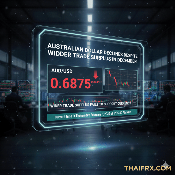 ค่าเงินดอลลาร์ออสเตรเลียอ่อนค่าลง แม้ว่าดุลการค้าจะเกินดุลมากขึ้นในเดือนธันวาคม
