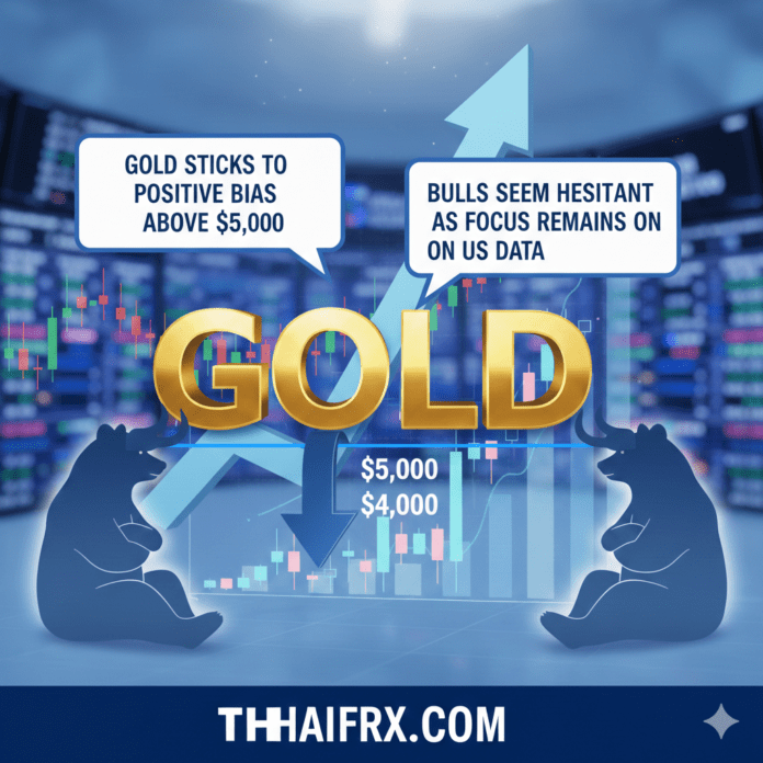 ราคาทองคำ (XAU/USD) ทรงตัวอยู่เหนือระดับจิตวิทยาที่ $5,000 ต่อออนซ์ รอข้อมูลเศรษฐกิจระดับบิ๊กที่กำลังจะมาถึงในคืนนี้