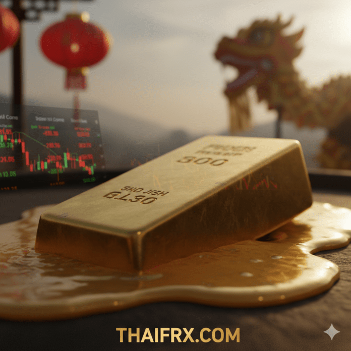 ทองคำปรับตัวลดลง ท่ามกลางปริมาณการซื้อขายที่เบาบางจากวันหยุดในจีน