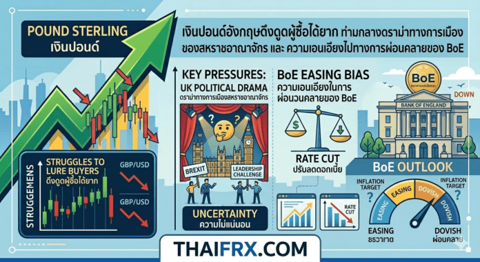 GBP/USD กำลังเผชิญกับมรสุมทั้งจากปัจจัยการเมืองในประเทศและแรงกดดันด้านนโยบายการเงิน ทำให้ราคาร่วงลง