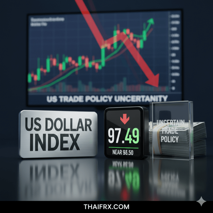 ดัชนีดอลลาร์สหรัฐ (DXY) ร่วงลงมาเคลื่อนไหวใกล้ระดับ 97.50