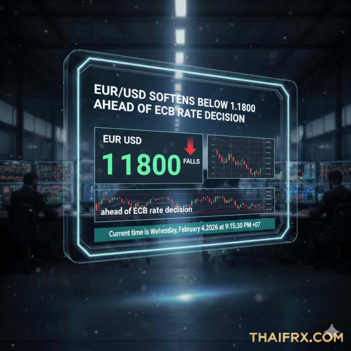 EUR/USD อ่อนตัวลงต่ำกว่า 1.1800 ก่อนการประกาศอัตราดอกเบี้ยของธนาคารกลางยุโรป (ECB)