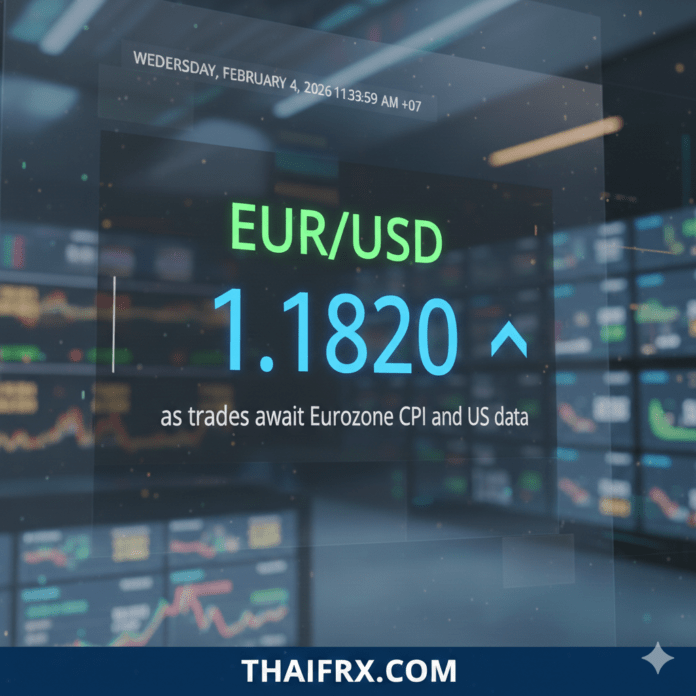 EUR/USD ทรงตัวเหนือ 1.1820 ขณะที่นักลงทุนรอข้อมูลดัชนีราคาผู้บริโภค (CPI) ของยูโรโซนและสหรัฐฯ