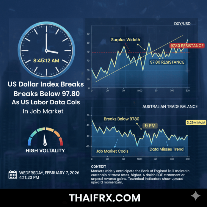 ดัชนีดอลลาร์สหรัฐ (DXY) ได้ร่วงหลุดระดับ 97.80 ลงมาเคลื่อนไหวแถว 97.70