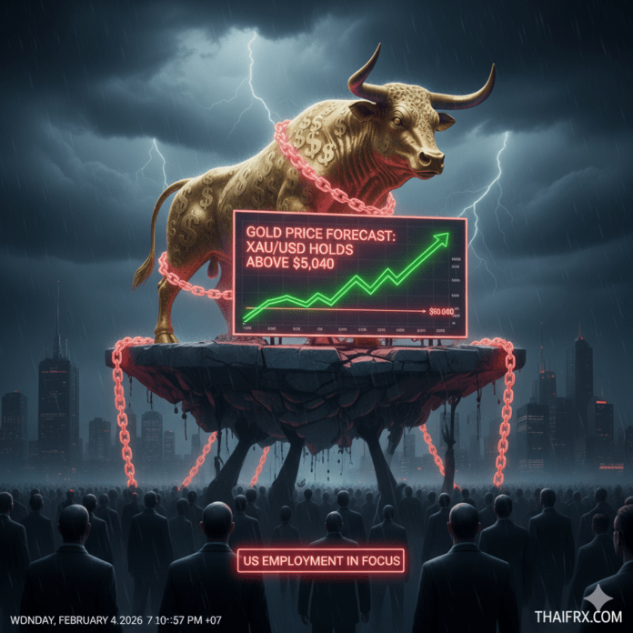 ราคาทองคำ: XAU/USD ทรงตัวเหนือ 5,040 ดอลลาร์ โดยมีปัจจัยด้านการจ้างงานในสหรัฐฯ เป็นที่จับตามอง