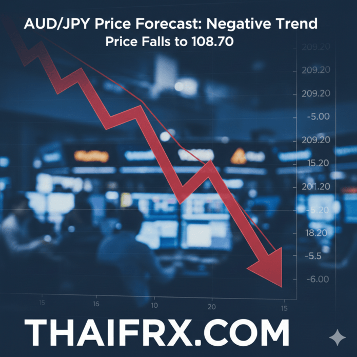 AUD/JPY อยู่ในแนวโน้มขาลงอย่างชัดเจน โดยราคาได้ร่วงลงมาทดสอบระดับ 108.70