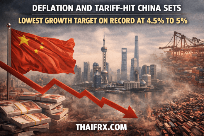 รัฐบาลจีนประกาศตั้งเป้าหมายการเติบโตทางเศรษฐกิจ (GDP) ประจำปี 2026 ไว้ที่ 4.5% - 5%