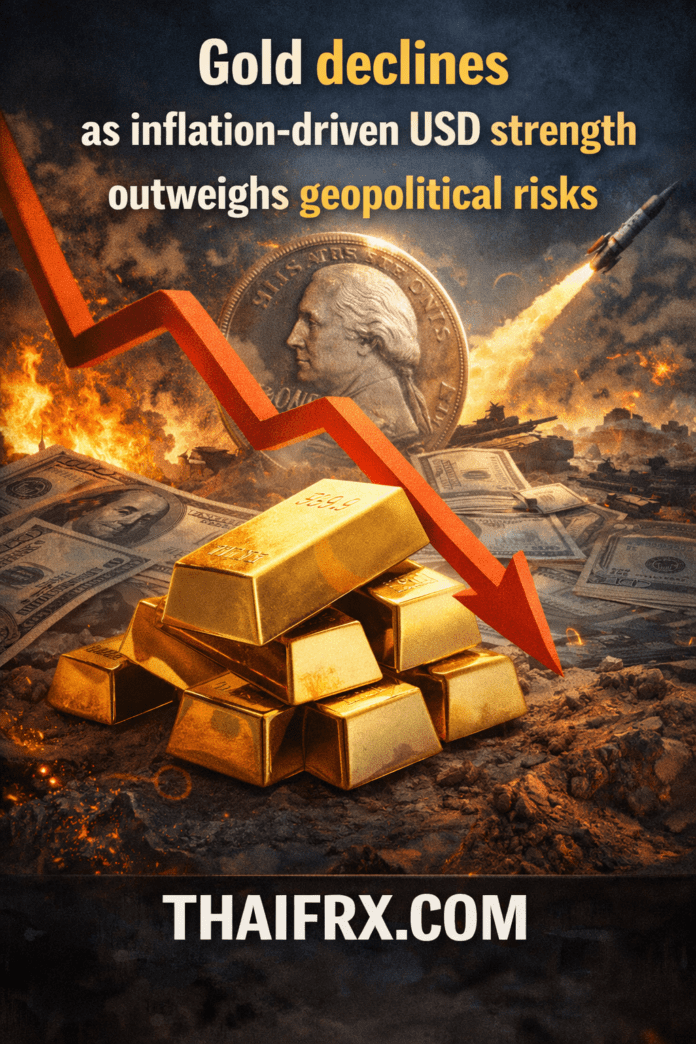ราคาทองคำดิ่งลงสวนทางสงคราม เมื่อ 