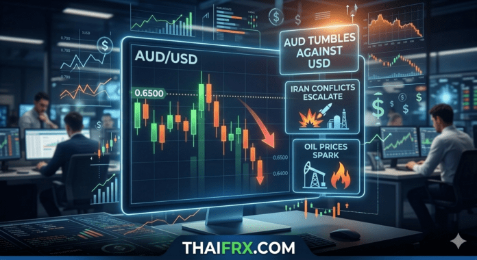 เงินดอลลาร์ออสเตรเลีย (AUD) ร่วงลงอย่างหนัก เมื่อเทียบกับดอลลาร์สหรัฐ (USD) จากวิกฤตราคาน้ำมัน