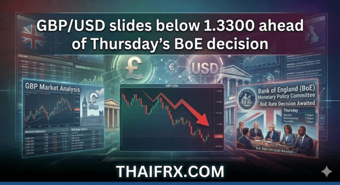 GBP/USD ร่วงหลุด 1.3300! รับมือ Fed สายเหยี่ยว ก่อนชี้ชะตาดอกเบี้ย BoE คืนนี้