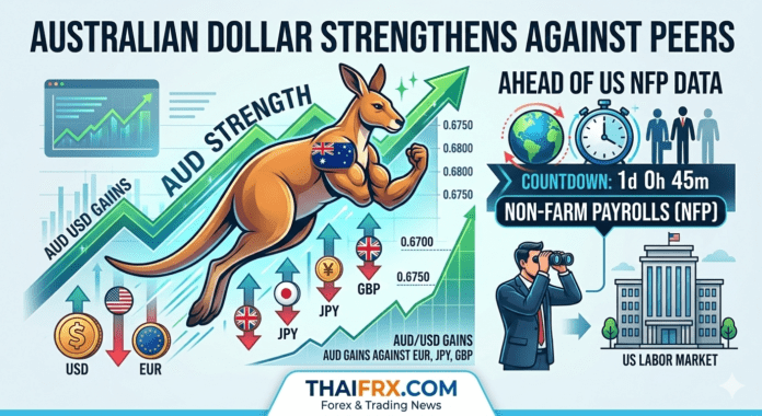 ดอลลาร์ออสเตรเลียแข็งค่าขึ้นเมื่อเทียบกับสกุลเงินอื่น ๆ ก่อนการประกาศข้อมูลการจ้างงานนอกภาคเกษตรของสหรัฐฯ