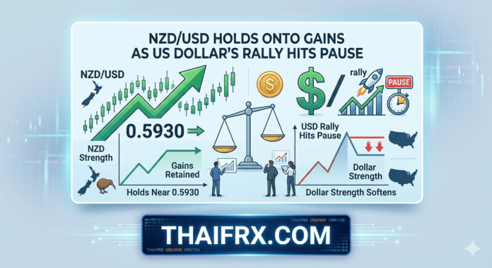 NZD/USD ประคองตัวอยู่ใกล้ระดับ 0.5930 ดอลลาร์สหรัฐ (DXY) เริ่มชะลอการพุ่งทะยาน