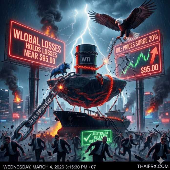 WTI ทรงตัวใกล้ $95.00 หลังออสเตรเลียประกาศระบายน้ำมันสำรองสู้ศึกสงครามอิหร่าน