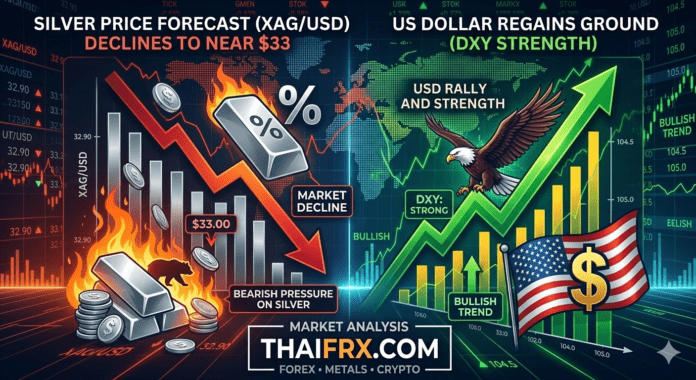 ราคาแร่เงิน (XAG/USD) ปรับตัวลดลงอย่างต่อเนื่อง เคลื่อนไหวใกล้ระดับ $83.00 ต่อออนซ์ หลังจากที่ดอลลาร์สหรัฐกลับมาแข็งค่า