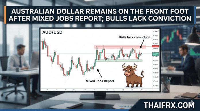 AUD/USD ทรงตัวหลังรายงานจ้างงานผสมผสาน: แรงซื้อยังขาดความมั่นใจท่ามกลางปัจจัยลบ