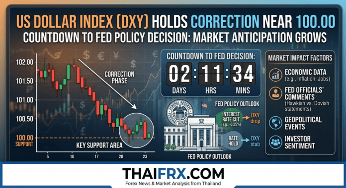 ดัชนีเงินดอลลาร์ (DXY) ย่อตัวประคองฐาน 100.00! ตลาดระงับศึกชั่วคราว รอลุ้น 