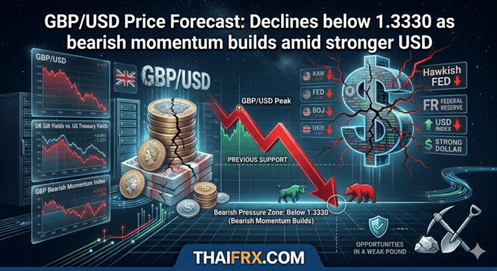 GBP/USD ทรุดหลุด 1.3330! แรงเทขายก่อตัวหลังดอลลาร์แข็งค่ารับวิกฤตพลังงาน