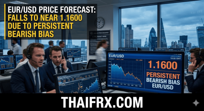 EUR/USD ปรับตัวลดลงเคลื่อนไหวใกล้ระดับ 1.1600 เนื่องจากถูกกดดันจากแนวโน้มขาลงที่แข็งแกร่ง
