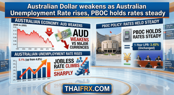 AUD/USD ร่วงแตะ 0.7080! รับแรงกดดันว่างงานพุ่ง-ธนาคารกลางจีนคงดอกเบี้ยตามคาด