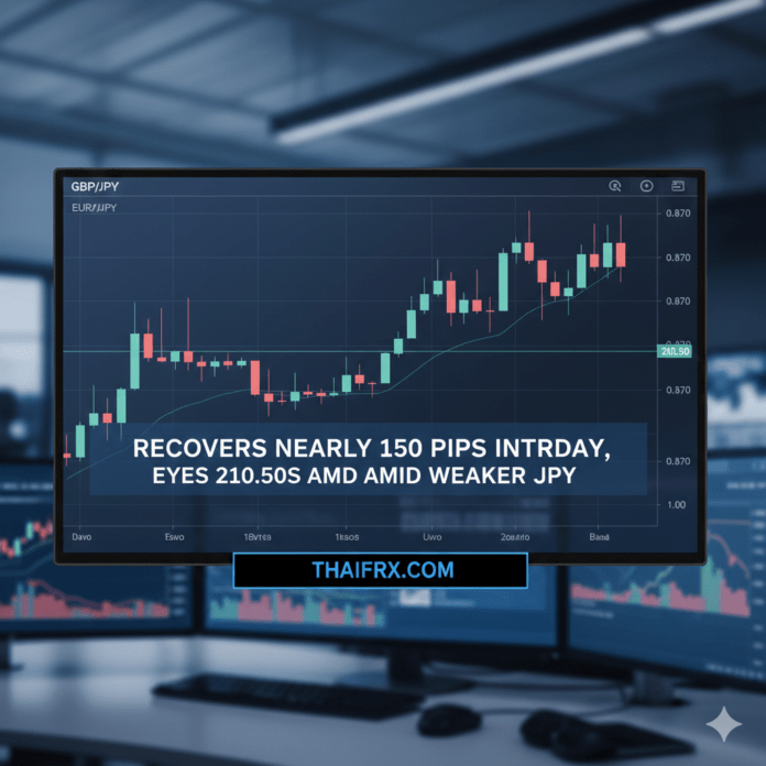 GBP/JPY สร้างเซอร์ไพรส์ด้วยการดีดตัวกลับ (Recover) เกือบ 150 pips ภายในวันเดียว ขึ้นมาเคลื่อนไหวเหนือระดับ 210.40