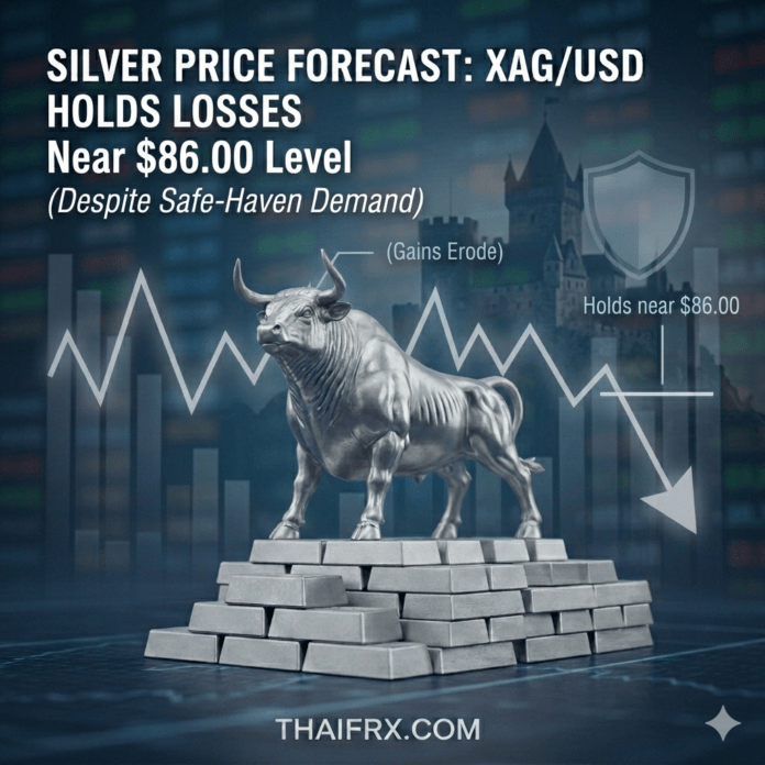 ราคาแร่เงิน (XAG/USD) ยังคงเผชิญกับแรงเทขายอย่างต่อเนื่อง โดยราคาได้ร่วงลงมาทดสอบระดับ $86.00 ซึ่งเป็นโซนแนวรับสำคัญ