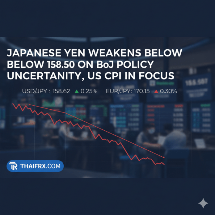 เยนอ่อนค่าหลุด 158.50! เผชิญความไม่แน่นอนของ BoJ ขณะที่ตลาดระทึกรอตัวเลข CPI สหรัฐฯ