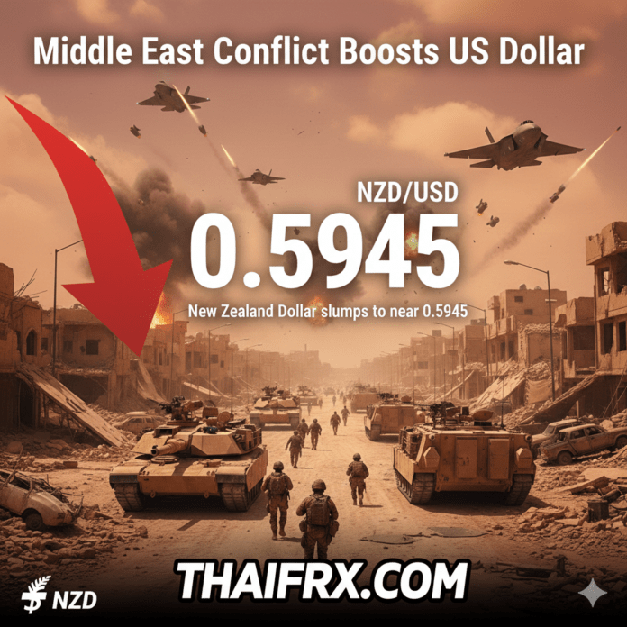 NZD/USD ร่วงลงอย่างรุนแรง ทดสอบระดับต่ำสุดใกล้ 0.5945 ก่อนจะมีการรีบาวด์กลับขึ้นมาเล็กน้อยแถว 0.5970 - 0.5990