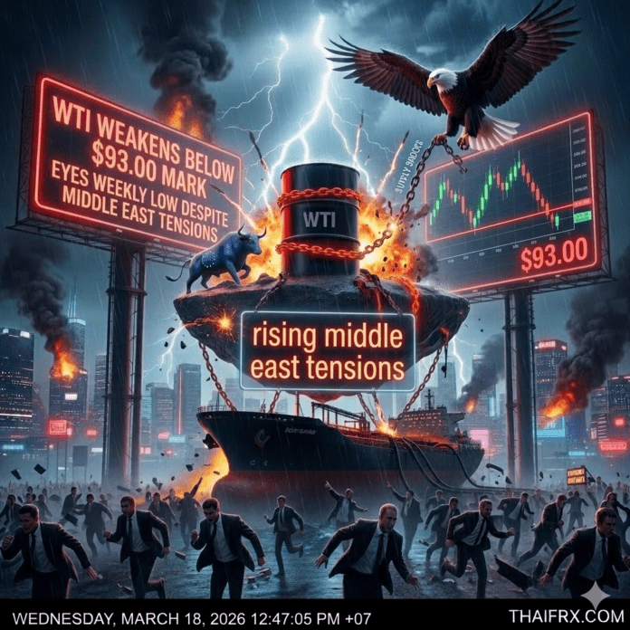 WTI อ่อนตัวหลุด $93.00: จับตาแนวรับรายสัปดาห์ ท่ามกลางศึกตะวันออกกลางที่ระอุ