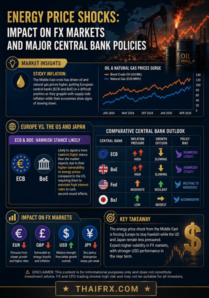 แรงกระแทกจากราคาพลังงาน: ผลกระทบต่อตลาด FX และนโยบายธนาคารกลางยักษ์ใหญ่