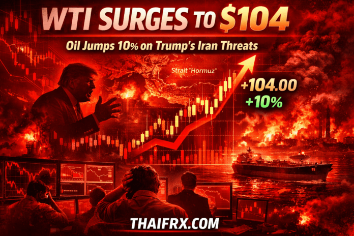 น้ำมันดิบ WTI พุ่งกระฉูด 10% แตะ $104! รับคำขู่ 