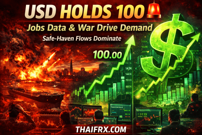 ดัชนีดอลลาร์ (DXY) ทรงตัวเหนือ 100.00! รับแรงหนุน Safe-Haven หลังสงครามอิหร่านระอุ และจับตาตัวเลข NFP คืนนี้