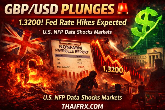 GBP/USD ดิ่งแตะ 1.3200! เซ่นพิษ NFP สหรัฐฯ พุ่งเกินคาด บีบ Fed คงดอกเบี้ยสูงยาวตลอดปี 2026