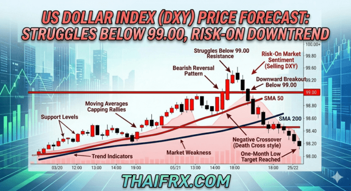 วิเคราะห์ดัชนีดอลลาร์ (DXY): ร่วงต่ำกว่า 99.00 แตะระดับต่ำสุดในรอบเดือน! เมื่อตลาดเลิกกลัวสงคราม