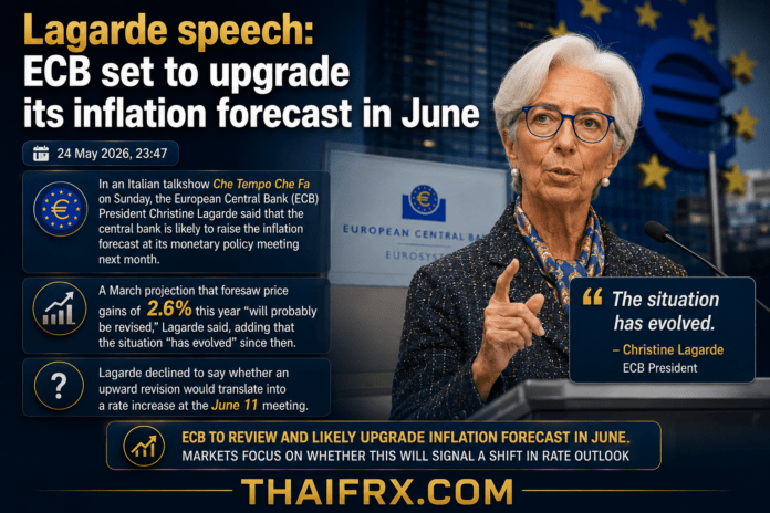ถ้อยแถลงของ Lagarde: ECB เตรียมปรับเพิ่มคาดการณ์อัตราเงินเฟ้อในเดือนมิถุนายนนี้ 