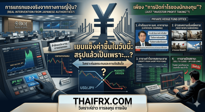 การที่เยนแข็งค่าขึ้นในวันนี้ เป็นเพราะ 