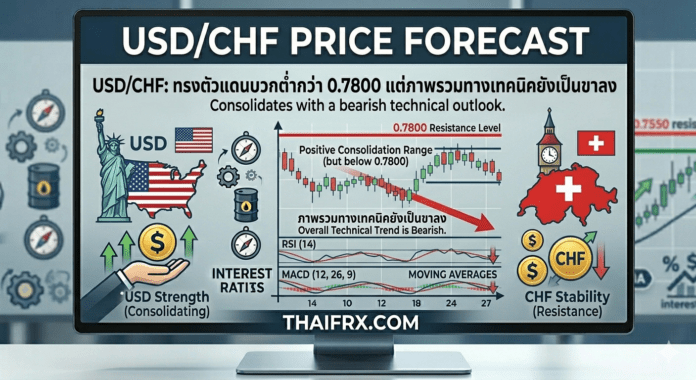 USD/CHF: ทรงตัวแดนบวกต่ำกว่า 0.7800 แต่ภาพรวมทางเทคนิคยังเป็นขาลง