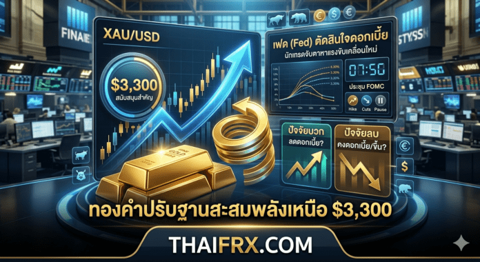 ทองคำปรับฐานสะสมพลังเหนือ $3,300 ขณะที่นักเทรดจับตาผลการตัดสินใจเรื่องดอกเบี้ยของเฟดเพื่อหาแรงขับเคลื่อนใหม่