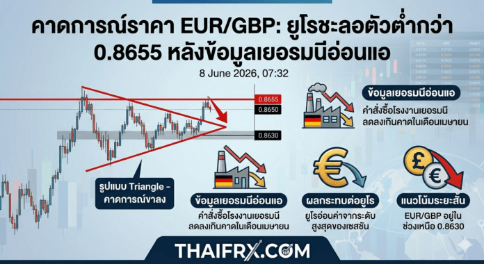 EUR/GBP ทรงตัวแดนลบใต้ 0.8655 หลังยอดสั่งซื้อโรงงานเยอรมันทรุดหนัก เซ่นพิษสงครามตะวันออกกลาง