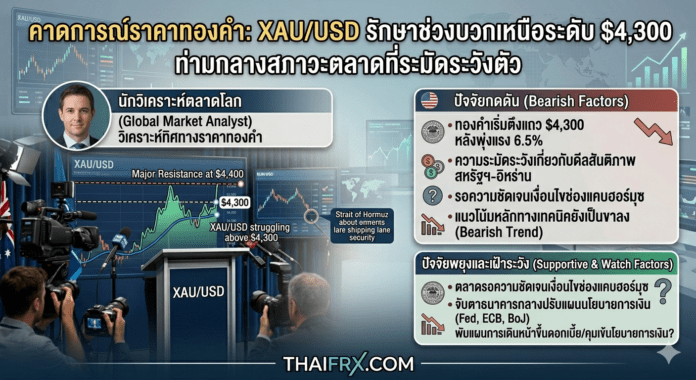 คาดการณ์ราคาทองคำ: XAU/USD รักษาช่วงบวกเหนือระดับ $4,300 ท่ามกลางสภาวะตลาดที่ระมัดระวังตัว