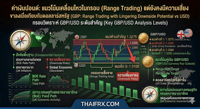 ค่าเงินปอนด์: แนวโน้มเคลื่อนไหวในกรอบ (Range Trading) แต่ยังคงมีความเสี่ยงขาลงเมื่อเทียบกับดอลลาร์สหรัฐ
