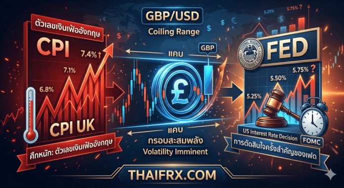 เงินปอนด์สะสมพลังในกรอบแคบ (Coils) ก่อนเผชิญศึกหนัก: ตัวเลขเงินเฟ้ออังกฤษ และการตัดสินใจครั้งสำคัญของเฟด