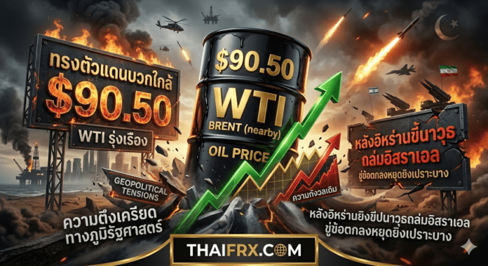 WTI ทรงตัวแดนบวกใกล้ $90.50 หลังอิหร่านยิงขีปนาวุธถล่มอิสราเอล ขู่ข้อตกลงหยุดยิงเปราะบาง