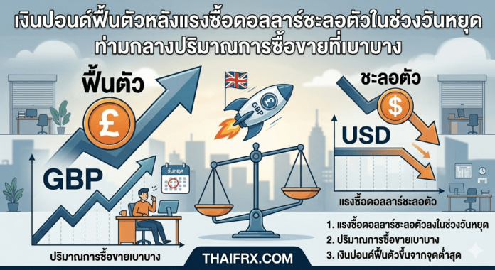 เงินปอนด์ฟื้นตัวหลังแรงซื้อดอลลาร์ชะลอตัวในช่วงวันหยุด ท่ามกลางปริมาณการซื้อขายที่เบาบาง