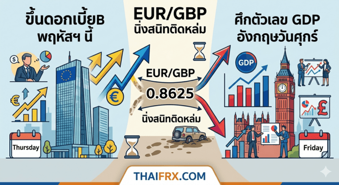 ยูโรนิ่งสนิทติดหล่มปอนด์แถว 0.8625 กั้นหายใจรอชนสองบิ๊กอีเวนต์ ‘ขึ้นดอกเบี้ย ECB พฤหัสฯ นี้’ ปะทะ ‘ศึกตัวเลข GDP อังกฤษวันศุกร์